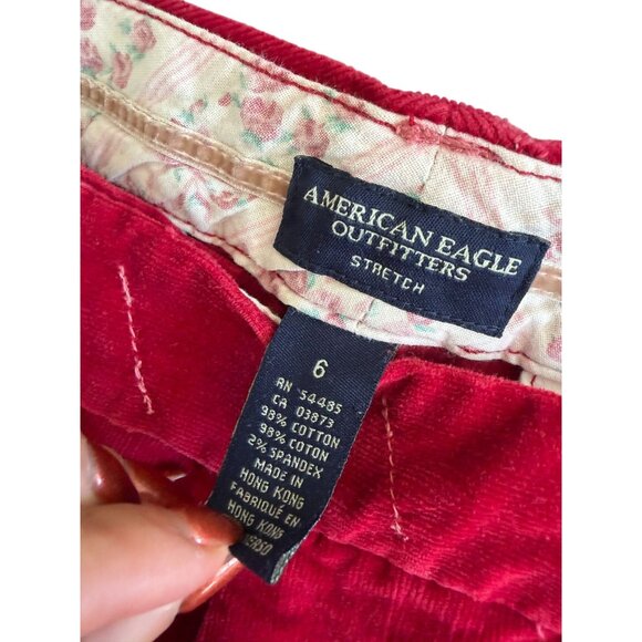 AMERICAN EAGLE Red Corduroy Bootcut  Textured Pants Size 6 - Picture 7 of 10